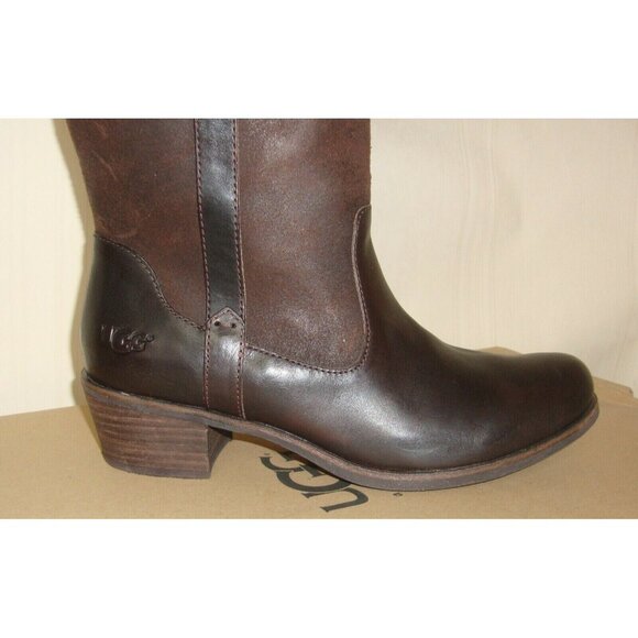 UGG Cassis Lodge Leather Tall Riding Style Boots Women's Size US 9 NEW - Picture 6 of 8
